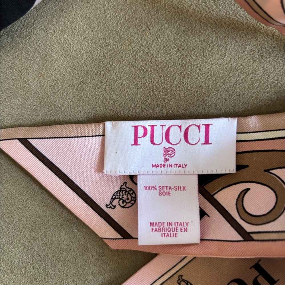 Emilio Pucci Pastel Pink and Black Silk Ribbon